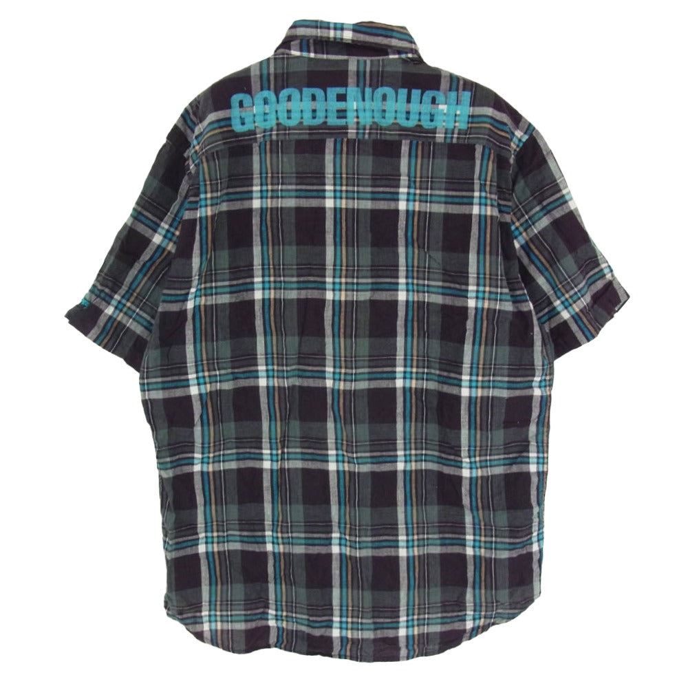 GOODENOUGH グッドイナフ GE-133009 MADRAS S／S REGULAR SHIRT 背ロゴ バックロゴ マドラス チェック 半袖 シャツ あずき色系 L【中古】