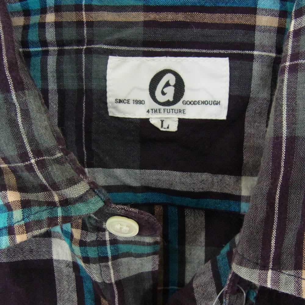 GOODENOUGH グッドイナフ GE-133009 MADRAS S／S REGULAR SHIRT 背ロゴ バックロゴ マドラス チェック 半袖 シャツ あずき色系 L【中古】