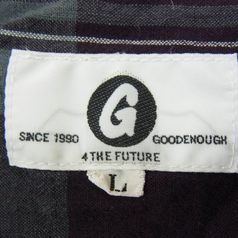 GOODENOUGH グッドイナフ GE-133009 MADRAS S／S REGULAR SHIRT 背ロゴ バックロゴ マドラス チェック 半袖 シャツ あずき色系 L【中古】