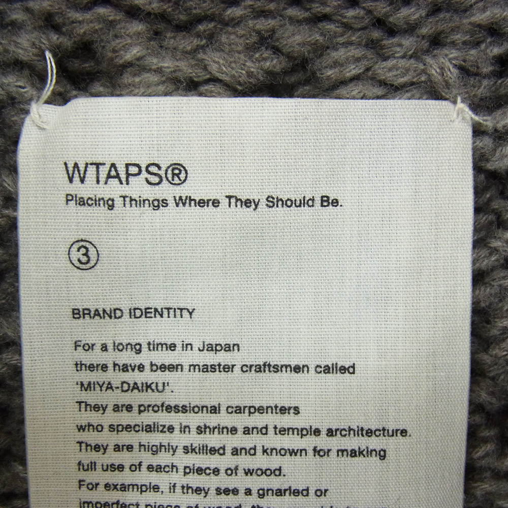 WTAPS ダブルタップス 14AW 142MADT-KNM05 YOUTHFUL DAYZ ARAN KNIT SWEATER ユースフルデイズ アラン ニット セーター グレー系 3【中古】