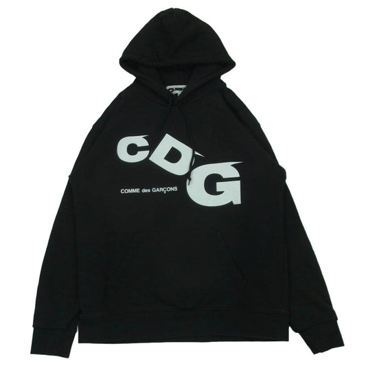 COMME des GARCONS コムデギャルソン SZ-T023 CDGロゴプリント HOODED SWEATSHIRT フーデッド スウェットシャツ パーカー ブラック系 XL【中古】