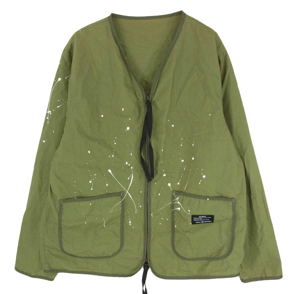uniform experiment ユニフォームエクスペリメント 20SS ue-200057 DAMAGED DRIPPING ZIP LINER BLOUSON ダメージド ドリッピング ジップ ライナー ブルゾン カーキ系 3【中古】