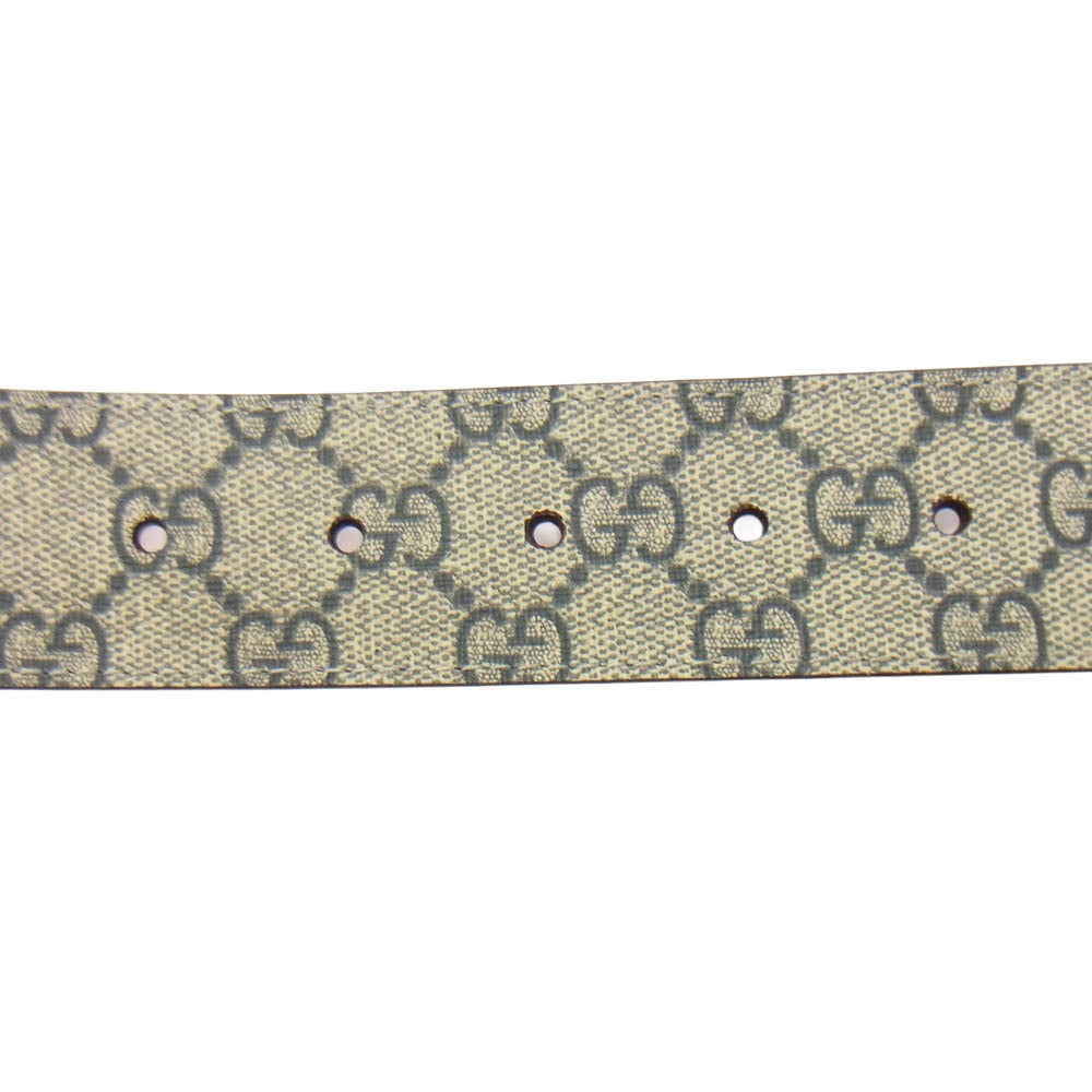 GUCCI グッチ 114984 525040 グッチシマ GG インターロッキングGバックル シルバー金具 レザー ベルト グレー系 ネイビー系【美品】【中古】