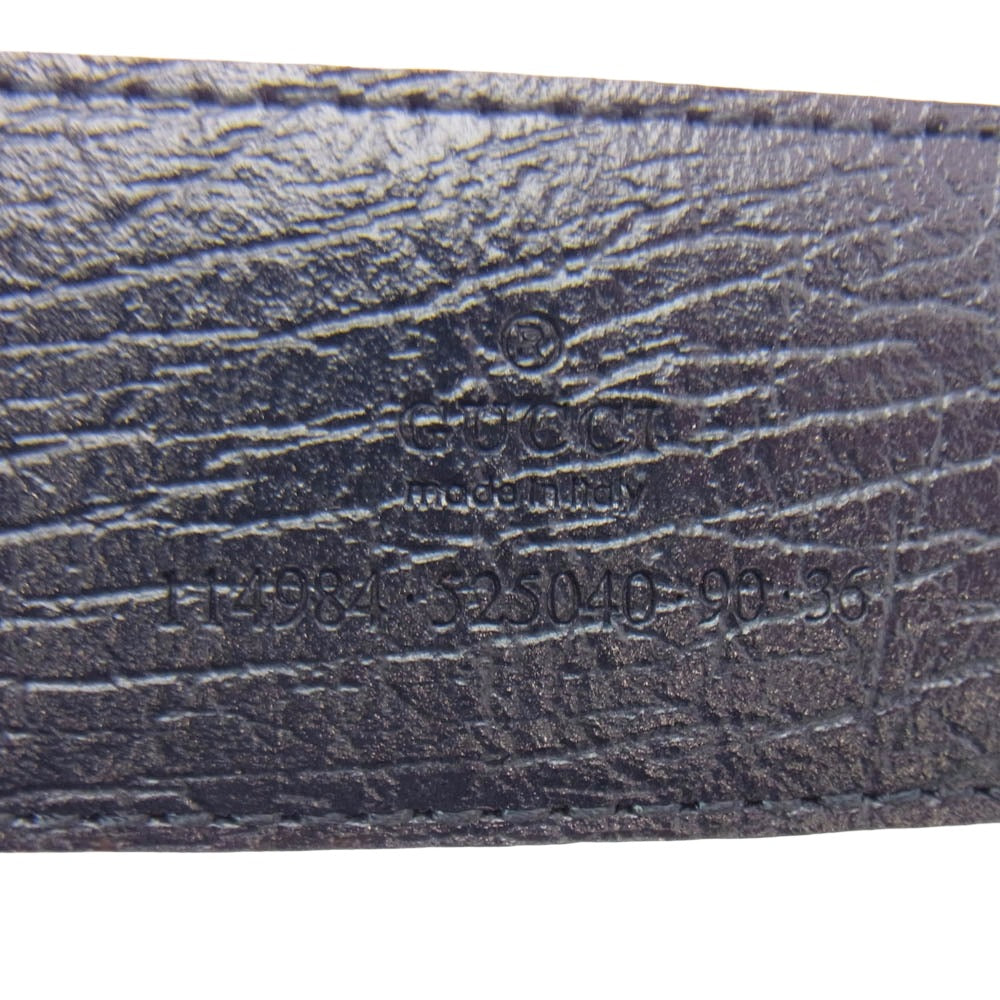 GUCCI グッチ 114984 525040 グッチシマ GG インターロッキングGバックル シルバー金具 レザー ベルト グレー系 ネイビー系【美品】【中古】