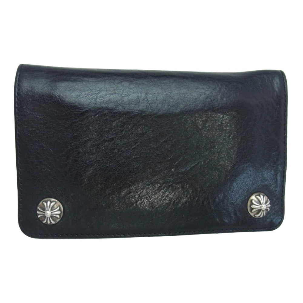 CHROME HEARTS クロムハーツ（原本無） 1ZIP クロスボール レザー ウォレット 財布 ブラック系【中古】