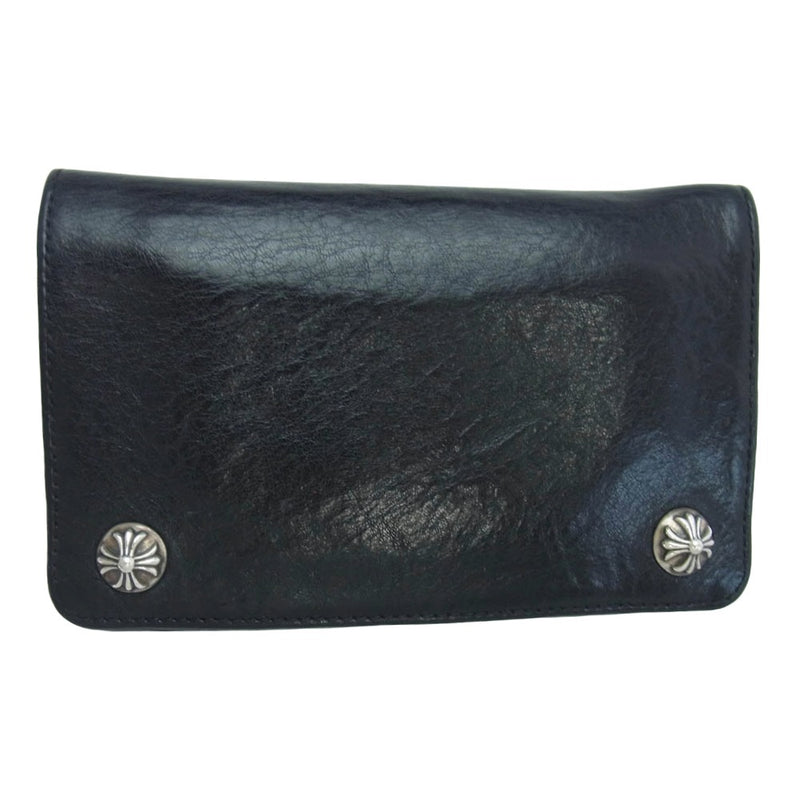 CHROME HEARTS クロムハーツ（原本無） 1ZIP クロスボール レザー ウォレット 財布 ブラック系【中古】