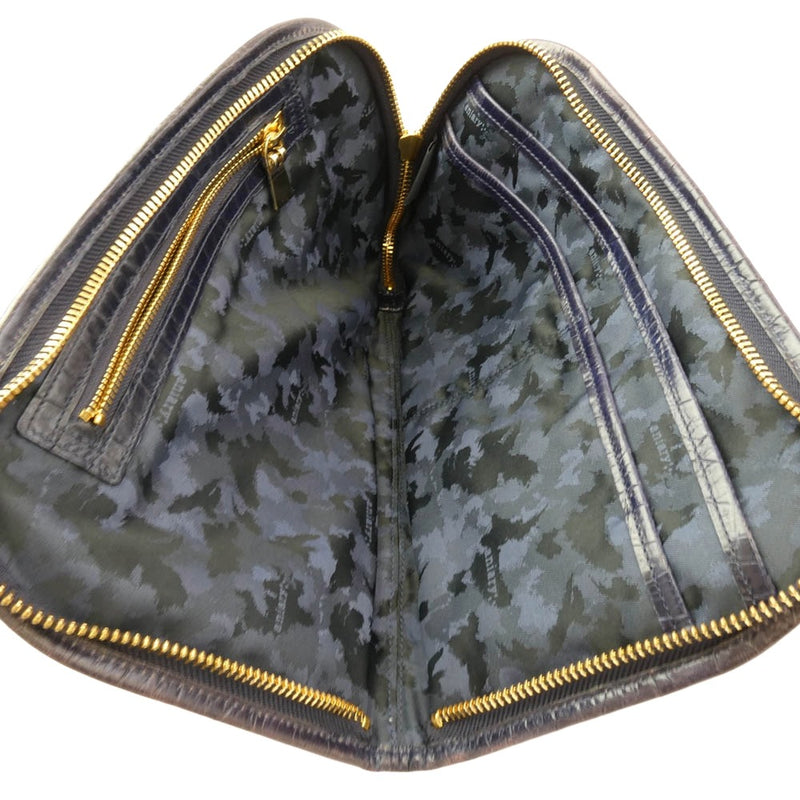 【ほぼ未使用近い】aniary アニアリー　クラッチ　セカンドバッグ　クロコ方押し本革　鞄/クラッチバッグ　日本　アニアリ　伊勢丹 aniary アニアリ クロコ型押し クラッチバッグ セカンドバッグ ブルー系中古