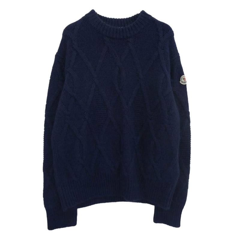 MONCLER モンクレール I20919C00012 M2106 モンクレールジャパンタグ GIROCOLLO TRICOT ワッペン付 モヘヤ混 ウールニット セーター ネイビー系 M【中古】