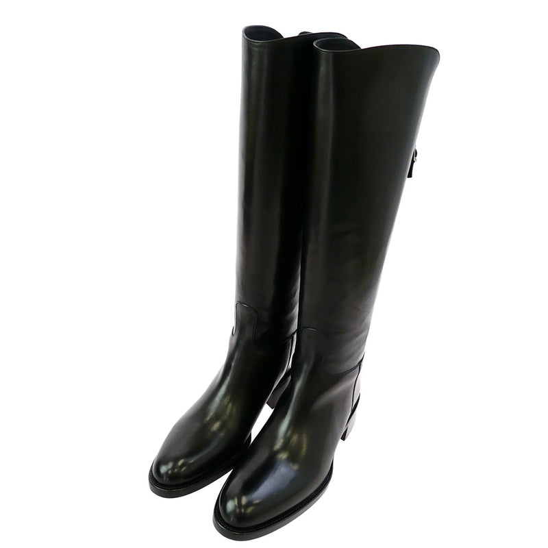 SARTORE サルトル SR3600 ワンストラップ バックジップ レザー ロングブーツ ブラック系 35【極上美品】【中古】