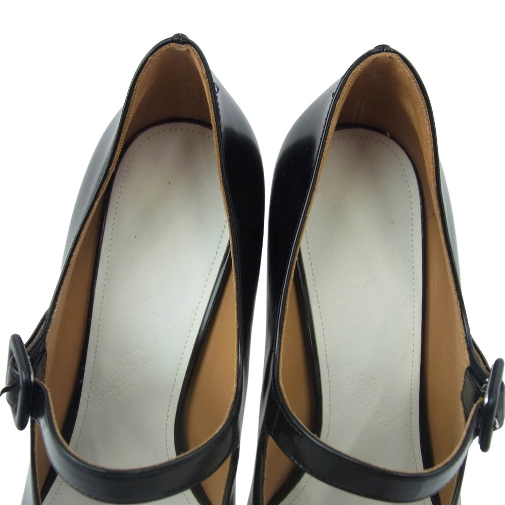MAISON MARGIELA メゾンマルジェラ 21SS S39WL0117 メリージェーン パテントレザー ポインテッドトゥ シューズ ストラップ パンプス ブラック系 39【中古】