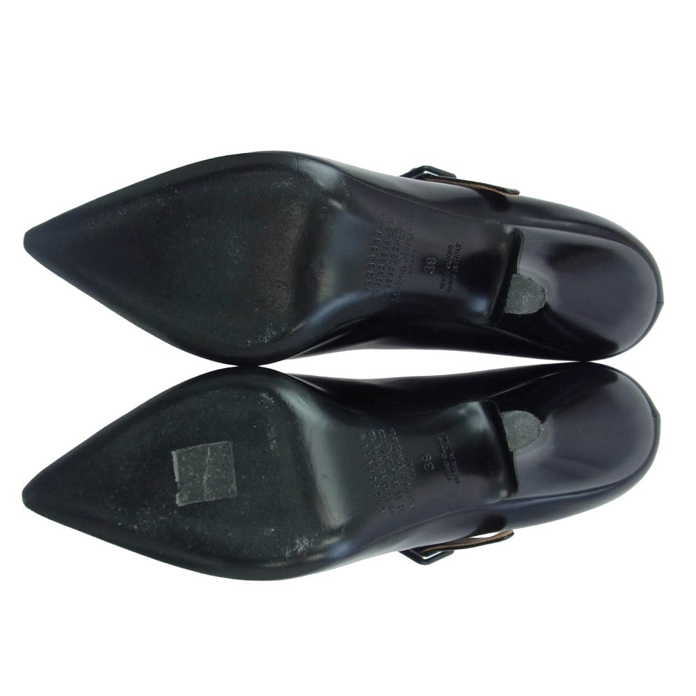 MAISON MARGIELA メゾンマルジェラ 21SS S39WL0117 メリージェーン パテントレザー ポインテッドトゥ シューズ ストラップ パンプス ブラック系 39【中古】