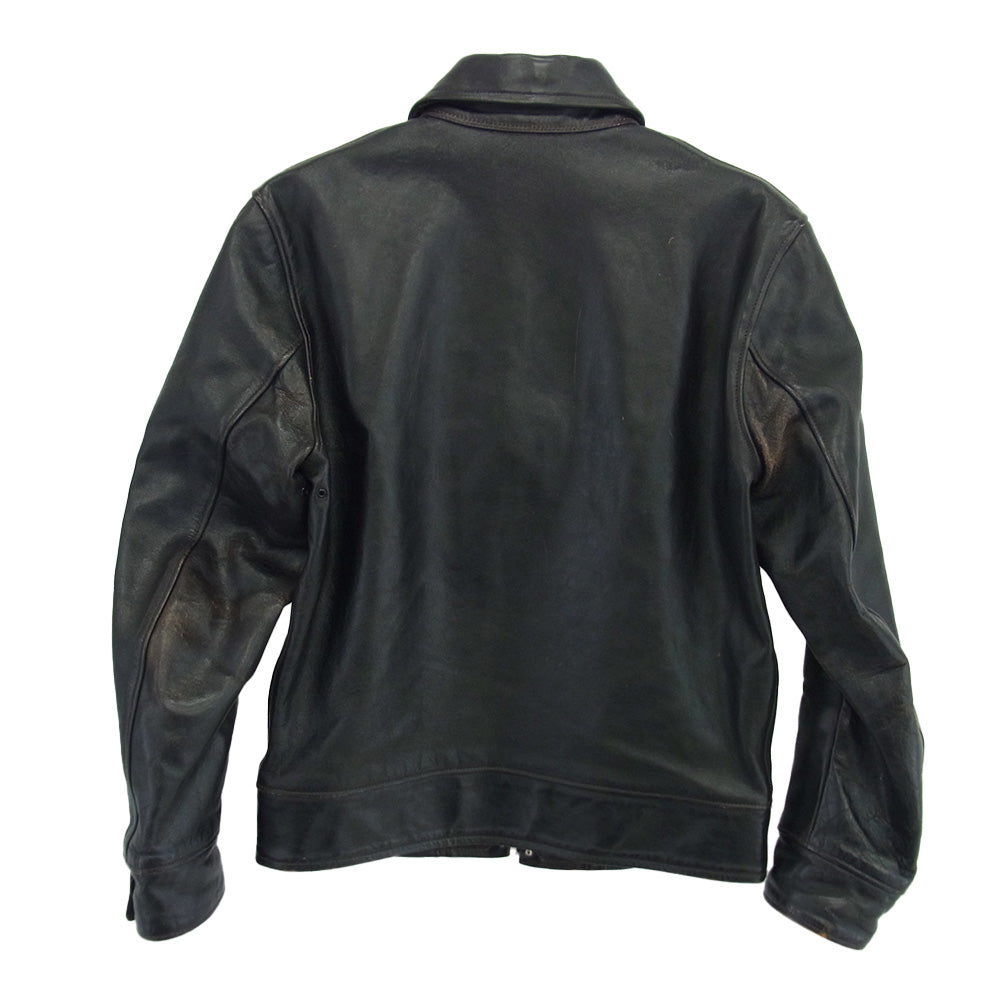 The REAL McCOY'S ザリアルマッコイズ 30s LEATHER SPORTS JACKET 茶芯 ホースハイド シングル ライダース ジャケット ダークブラウン系 M 38【中古】