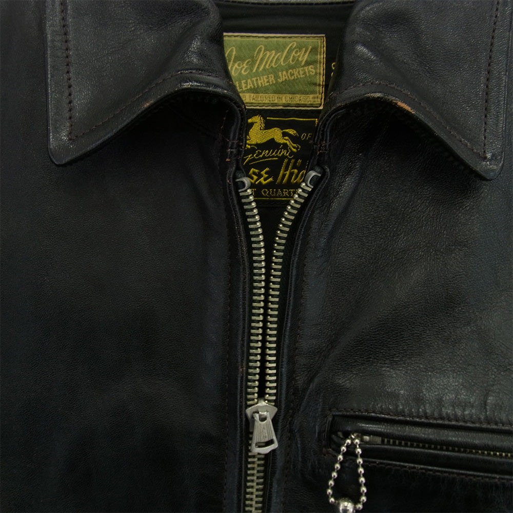 The REAL McCOY'S ザリアルマッコイズ 30s LEATHER SPORTS JACKET 茶芯 ホースハイド シングル ライダース ジャケット ダークブラウン系 M 38【中古】