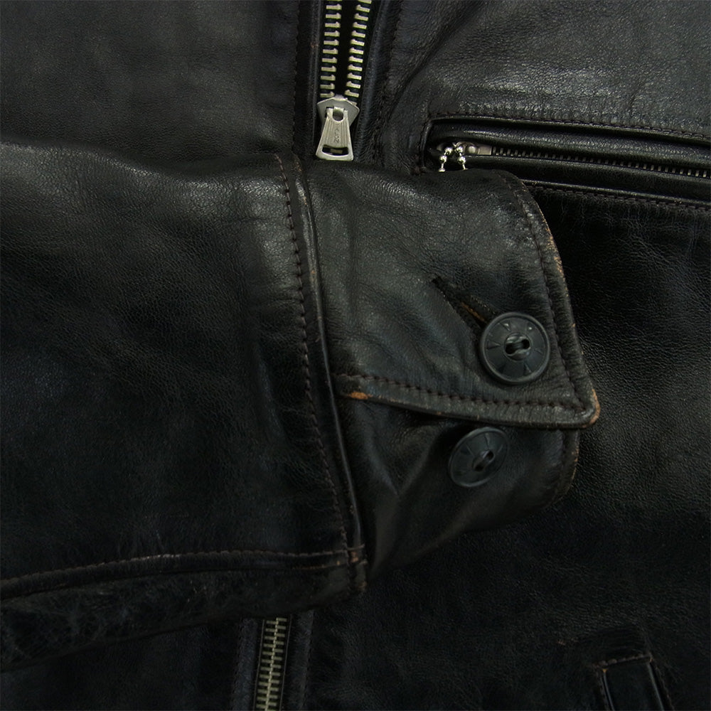 The REAL McCOY'S ザリアルマッコイズ 30s LEATHER SPORTS JACKET 茶芯 ホースハイド シングル ライダース ジャケット ダークブラウン系 M 38【中古】