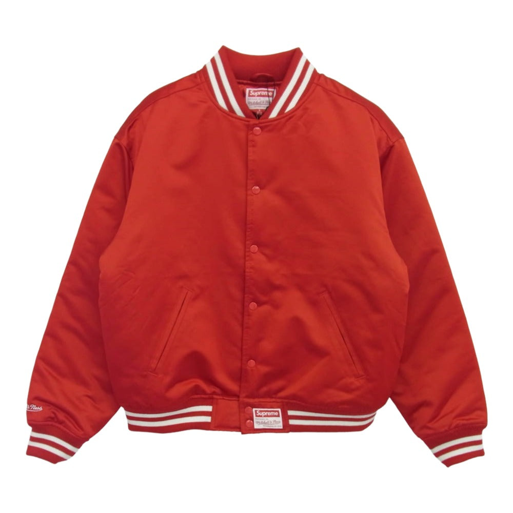 Supreme シュプリーム 21SS Mitchell & Ness Satin Varsity Jacket ミッチェル アンド ネス サテン バーシティ ジャケット スタジャン レッド系 L【新古品】【未使用】【中古】
