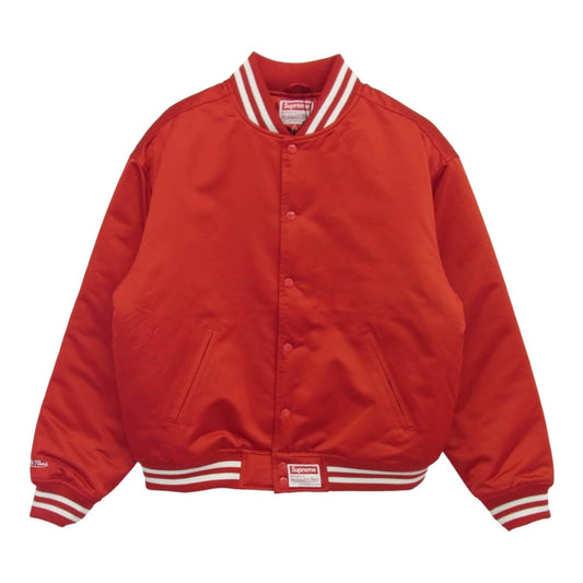 Supreme シュプリーム 21SS Mitchell & Ness Satin Varsity Jacket ミッチェル アンド ネス サテン バーシティ ジャケット スタジャン レッド系 L【新古品】【未使用】【中古】