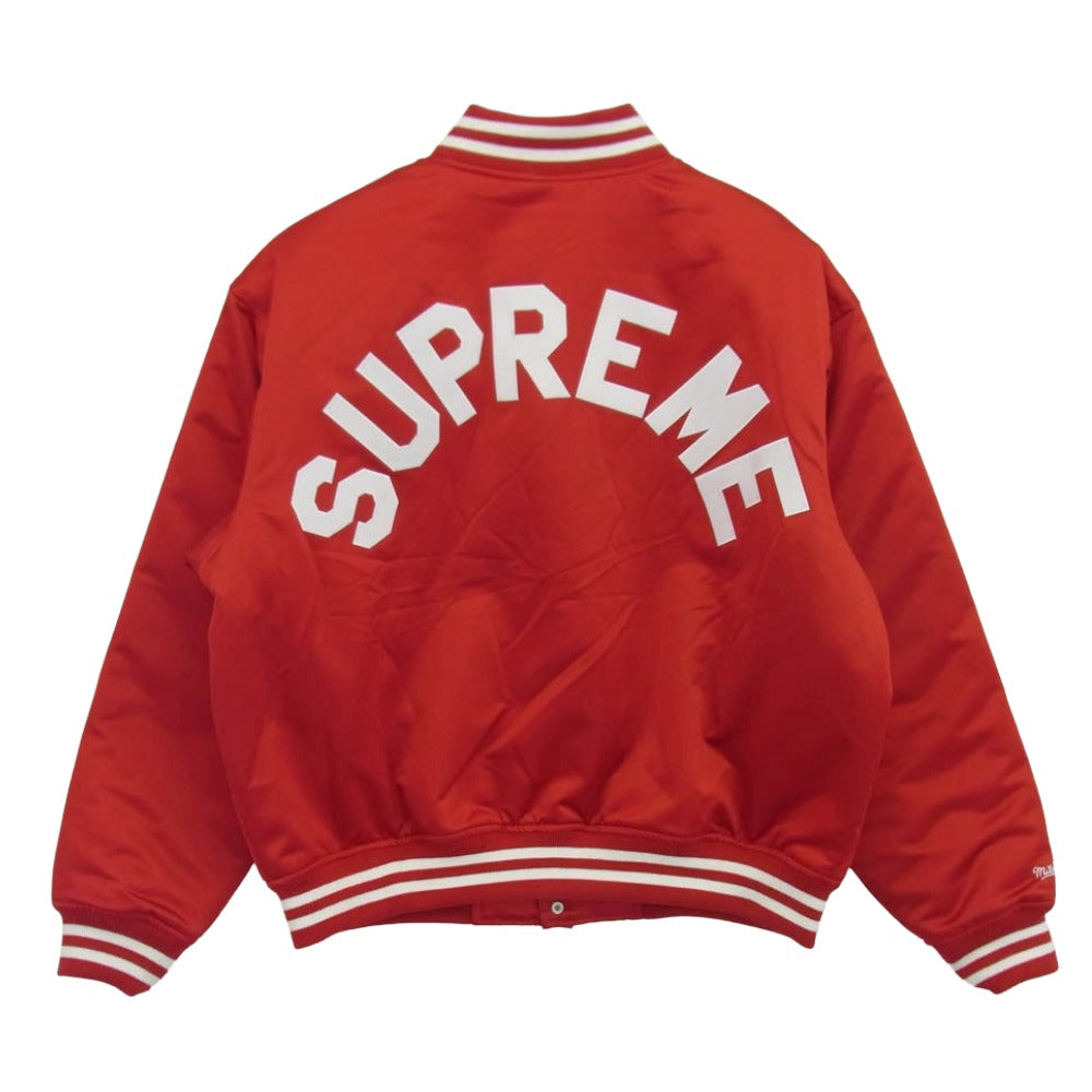 Supreme シュプリーム 21SS Mitchell & Ness Satin Varsity Jacket ミッチェル アンド ネス サテン バーシティ ジャケット スタジャン レッド系 L【新古品】【未使用】【中古】