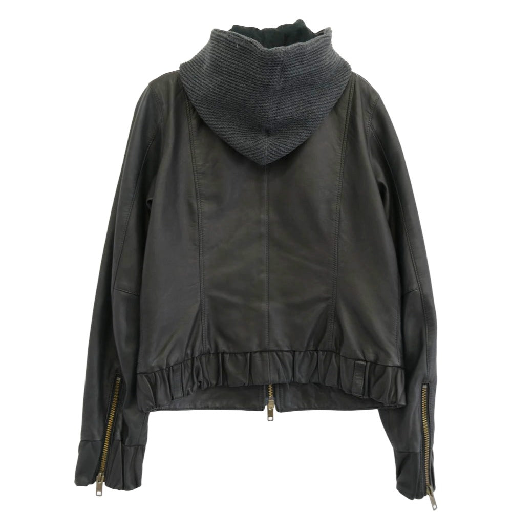AVIREX アヴィレックス 6241020 フード付 シープスキン レザージャケット ブラック系 サイズ不明【中古】