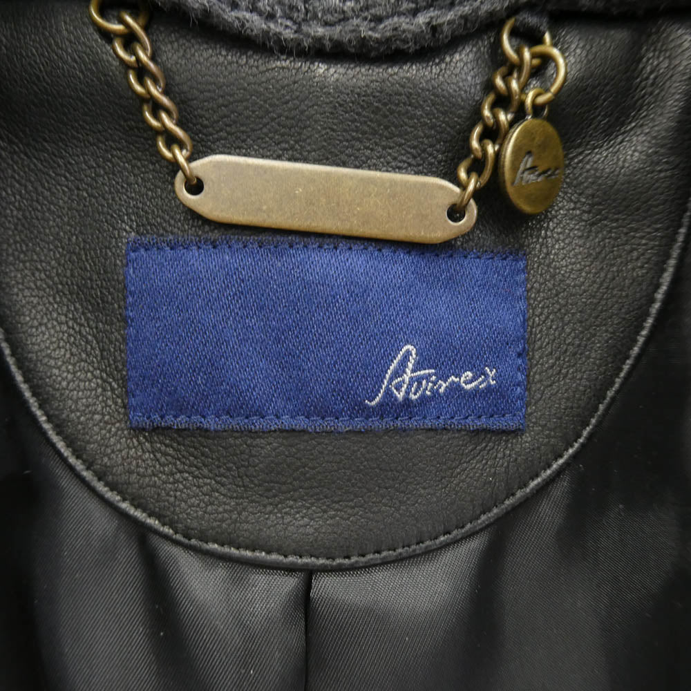 AVIREX アヴィレックス 6241020 フード付 シープスキン レザージャケット ブラック系 サイズ不明【中古】