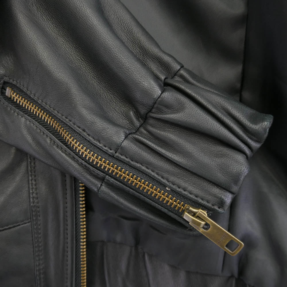 AVIREX アヴィレックス 6241020 フード付 シープスキン レザージャケット ブラック系 サイズ不明【中古】