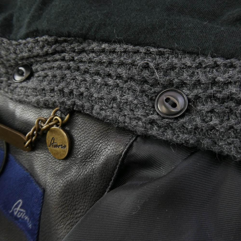 AVIREX アヴィレックス 6241020 フード付 シープスキン レザージャケット ブラック系 サイズ不明【中古】