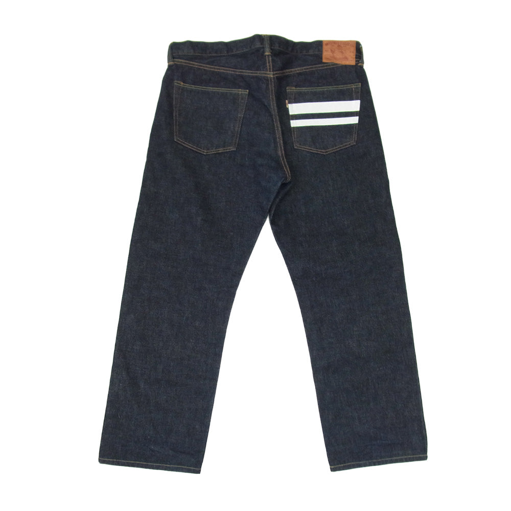 桃太郎ジーンズ 1005sp 出陣 ストライプ デザイン ボタンフライ デニム パンツ インディゴブルー系 36【中古】