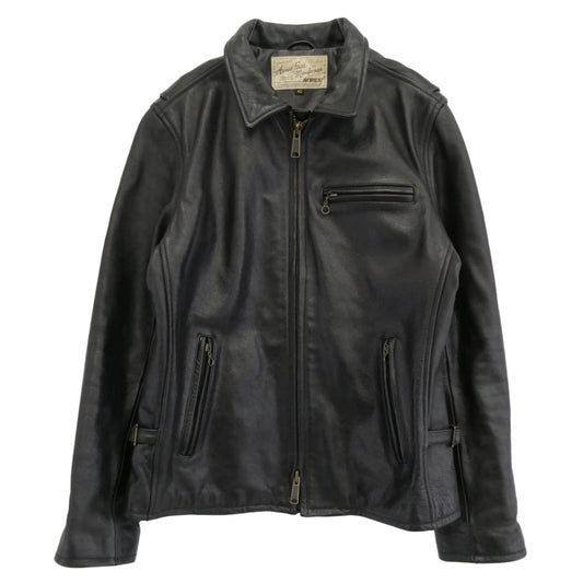 AVIREX アヴィレックス 6151008 カウレザー トラッカー ジャケット シングルライダース ブラック系 42【中古】