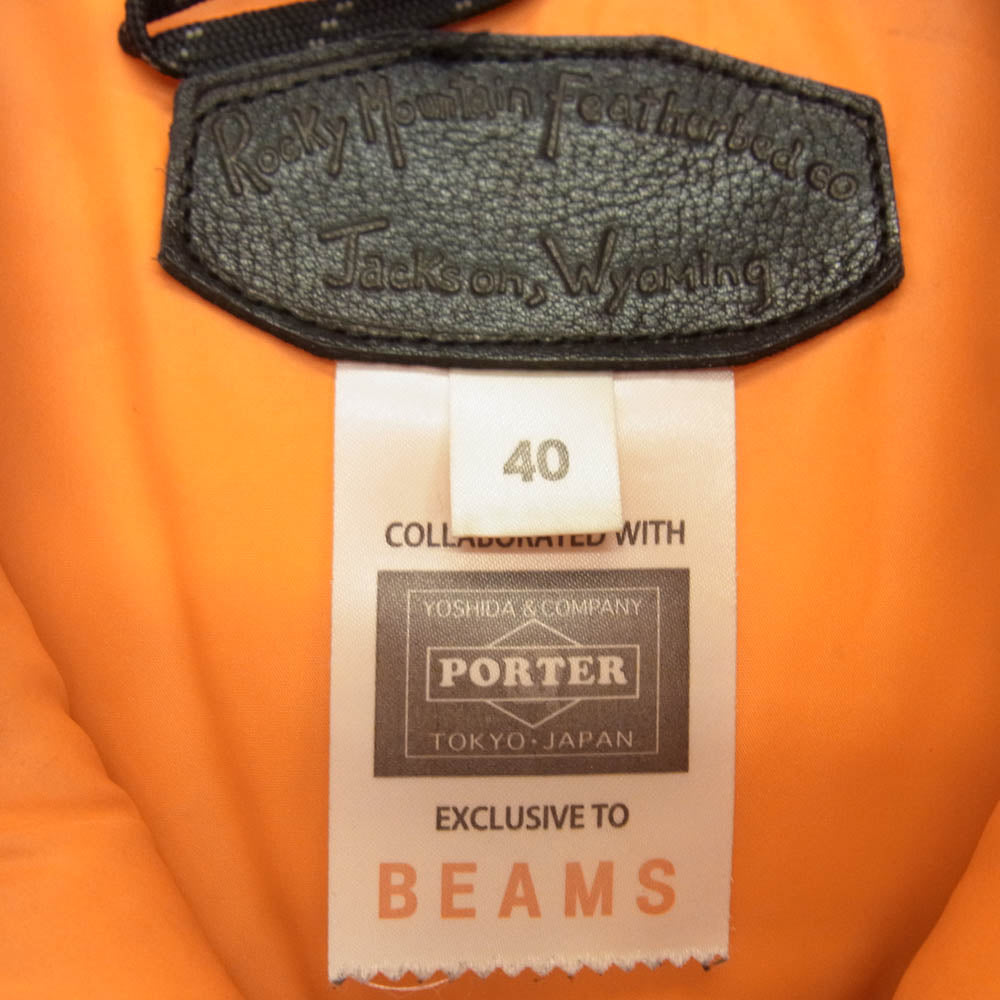 Rocky Mountain FeatherBed ロッキーマウンテンフェザーベッド 450-492-64 ×PORTER×BEAMS ポーター ビームス ダウン ベスト ブラック系 オレンジ系 40【中古】