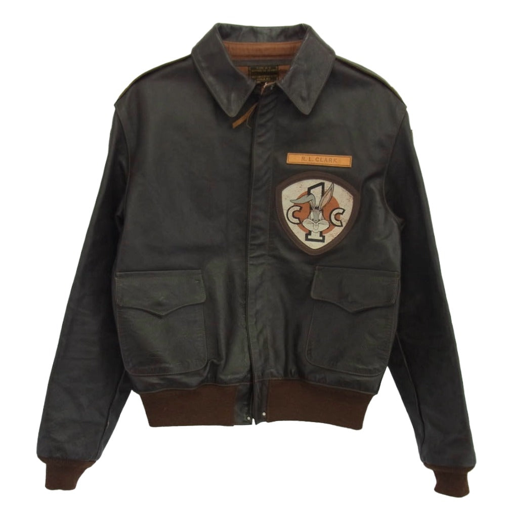 TOY'S McCOY トイズマッコイ TYPE A-2 ROUGH WEAR CLOTHING ラフウェア 実名 1939 ハンプトリップ レザー ジャケット ブラウン系 40【中古】