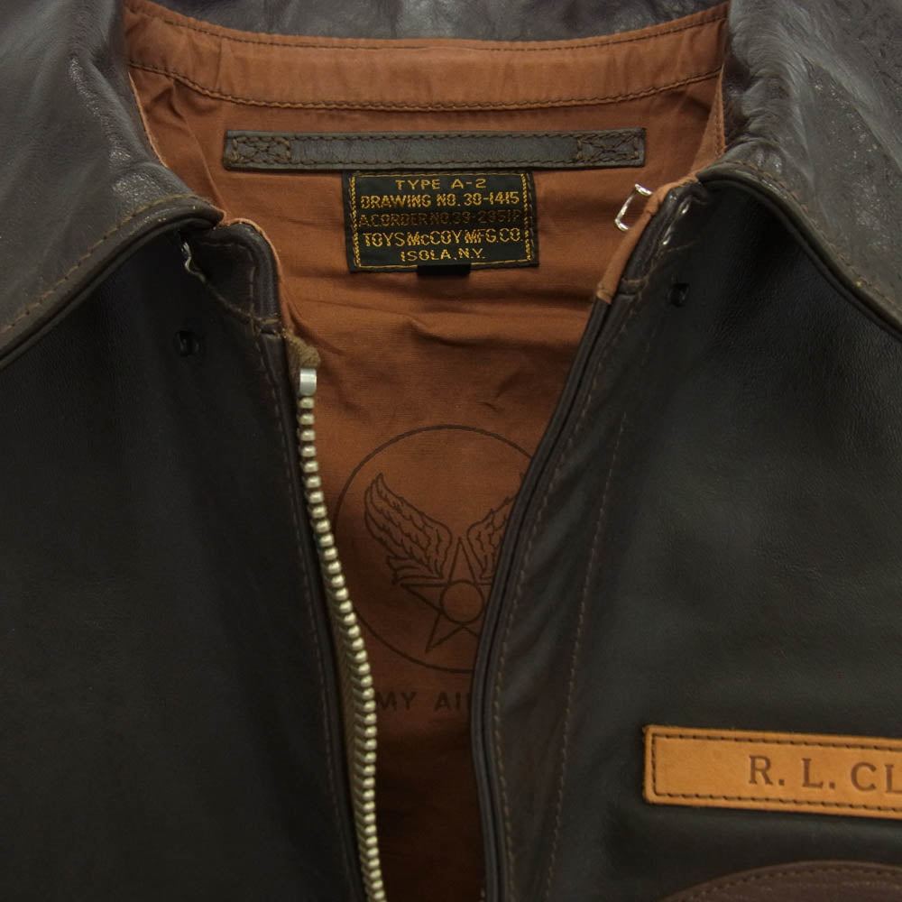 TOY'S McCOY トイズマッコイ TYPE A-2 ROUGH WEAR CLOTHING ラフウェア 実名 1939 ハンプトリップ レザー ジャケット ブラウン系 40【中古】