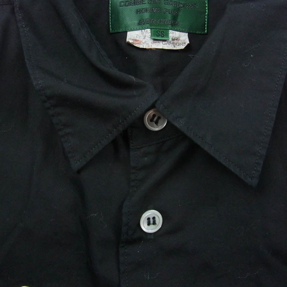 COMME des GARCONS HOMME PLUS コムデギャルソンオムプリュス EVER GREEN エバーグリーン スタッズ装飾 レギュラーカラー 長袖 シャツ ブラック系 SS【中古】