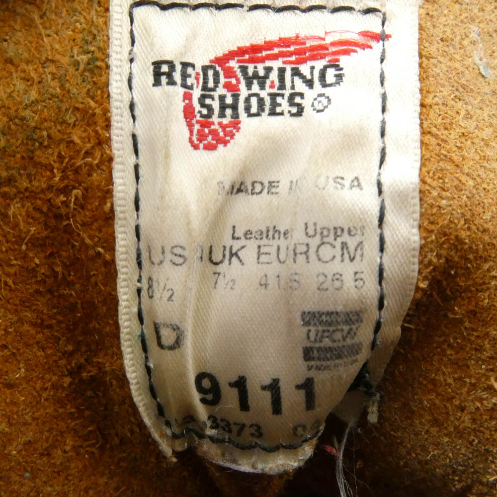 RED WING レッドウィング 9111 6-inch Classic Round 6インチ クラシック ラウンド ワークブーツ ブーツ ブラウン系 26.5cm【中古】