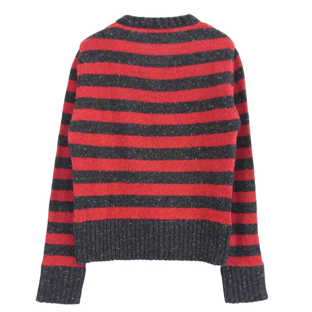 DOLCE&GABBANA ドルチェアンドガッバーナ 16AW GC280K ネップデザイン Vネック ボーダー ニット レッド系 ダークグレー系 44【中古】