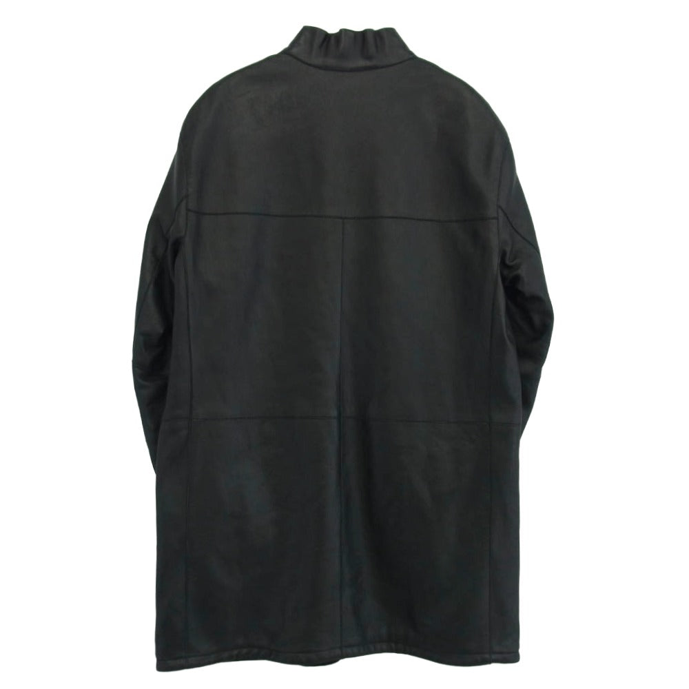 GIORGIO ARMANI ジョルジオアルマーニ ラムスキン 羊革 レザー スタンドカラー コート ブラック系 46【中古】