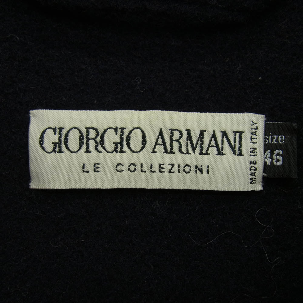 GIORGIO ARMANI ジョルジオアルマーニ ラムスキン 羊革 レザー スタンドカラー コート ブラック系 46【中古】