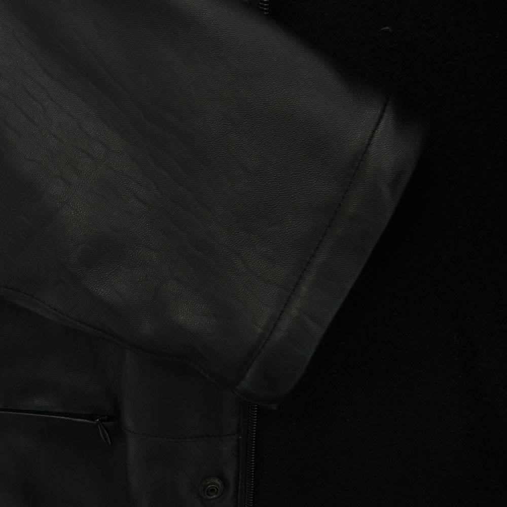 GIORGIO ARMANI ジョルジオアルマーニ ラムスキン 羊革 レザー スタンドカラー コート ブラック系 46【中古】