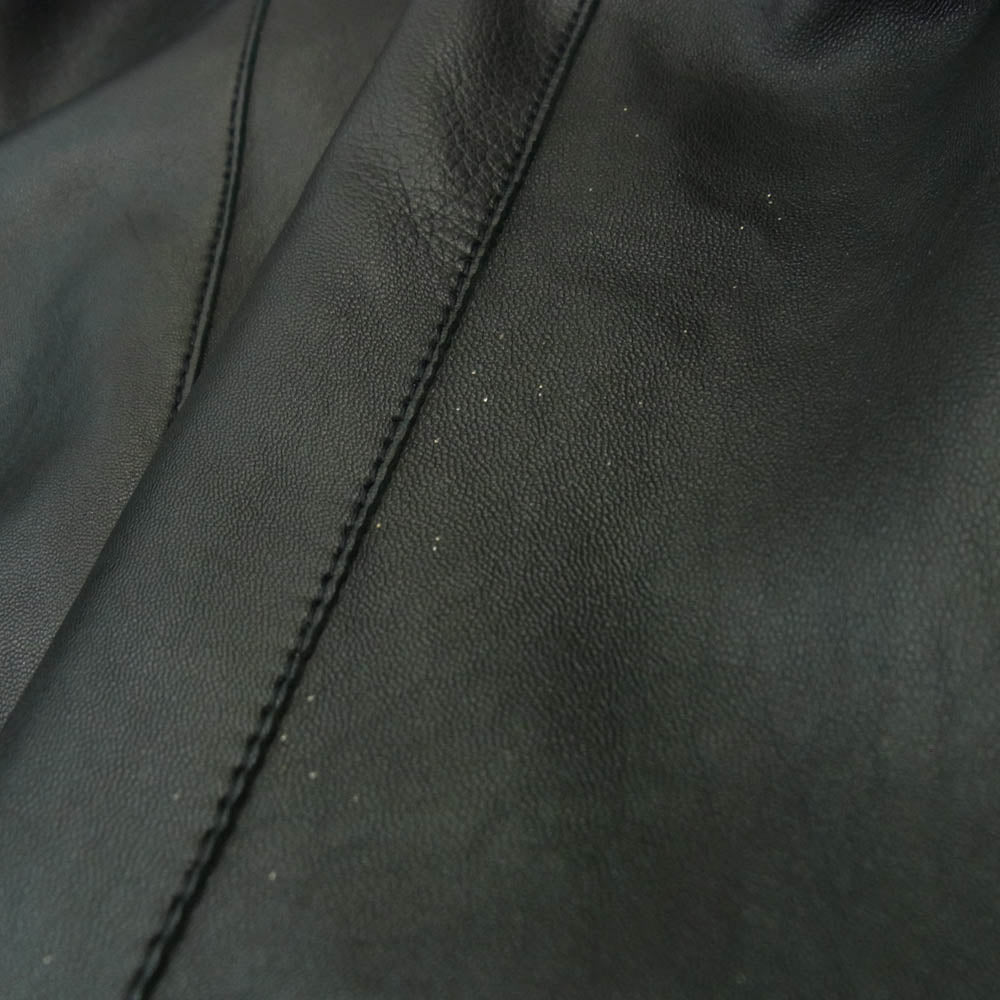 GIORGIO ARMANI ジョルジオアルマーニ ラムスキン 羊革 レザー スタンドカラー コート ブラック系 46【中古】