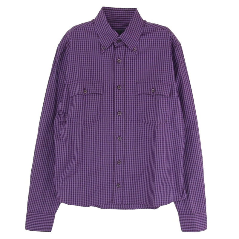 PRADA プラダ LAY000110 ギンガムチェック ボタンダウン シャツ パープル系 40【中古】