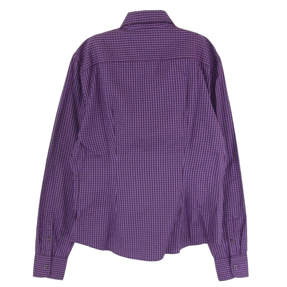 PRADA プラダ LAY000110 ギンガムチェック ボタンダウン シャツ パープル系 40【中古】