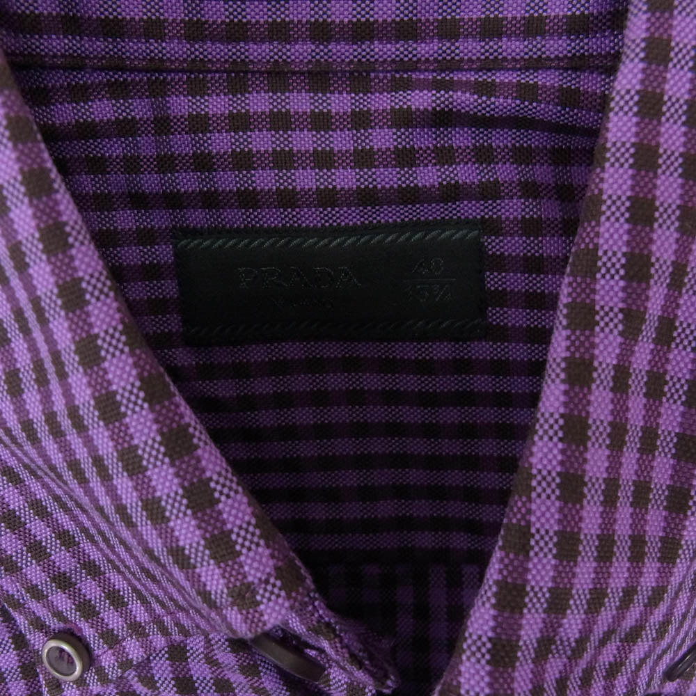 PRADA プラダ LAY000110 ギンガムチェック ボタンダウン シャツ パープル系 40【中古】