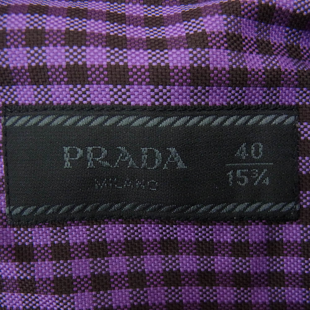PRADA プラダ LAY000110 ギンガムチェック ボタンダウン シャツ パープル系 40【中古】