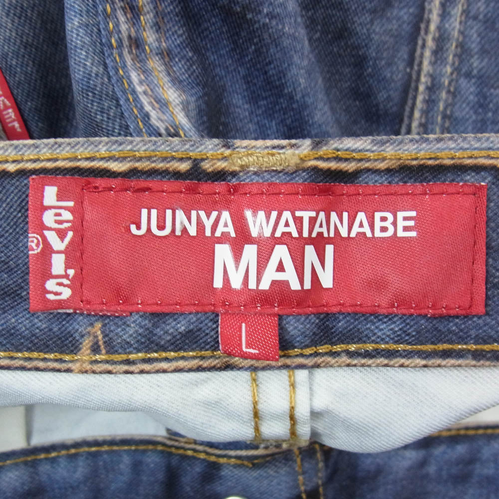 JUNYA WATANABE COMME des GARCONS MAN ジュンヤワタナベコムデギャルソンマン 25SS WO-P918-100 BerBerJin Levi's ベルベルジン リーバイス 607E 転写プリントブーツカットパンツ インディゴブルー系 L【新古品】【未使用】【中古】