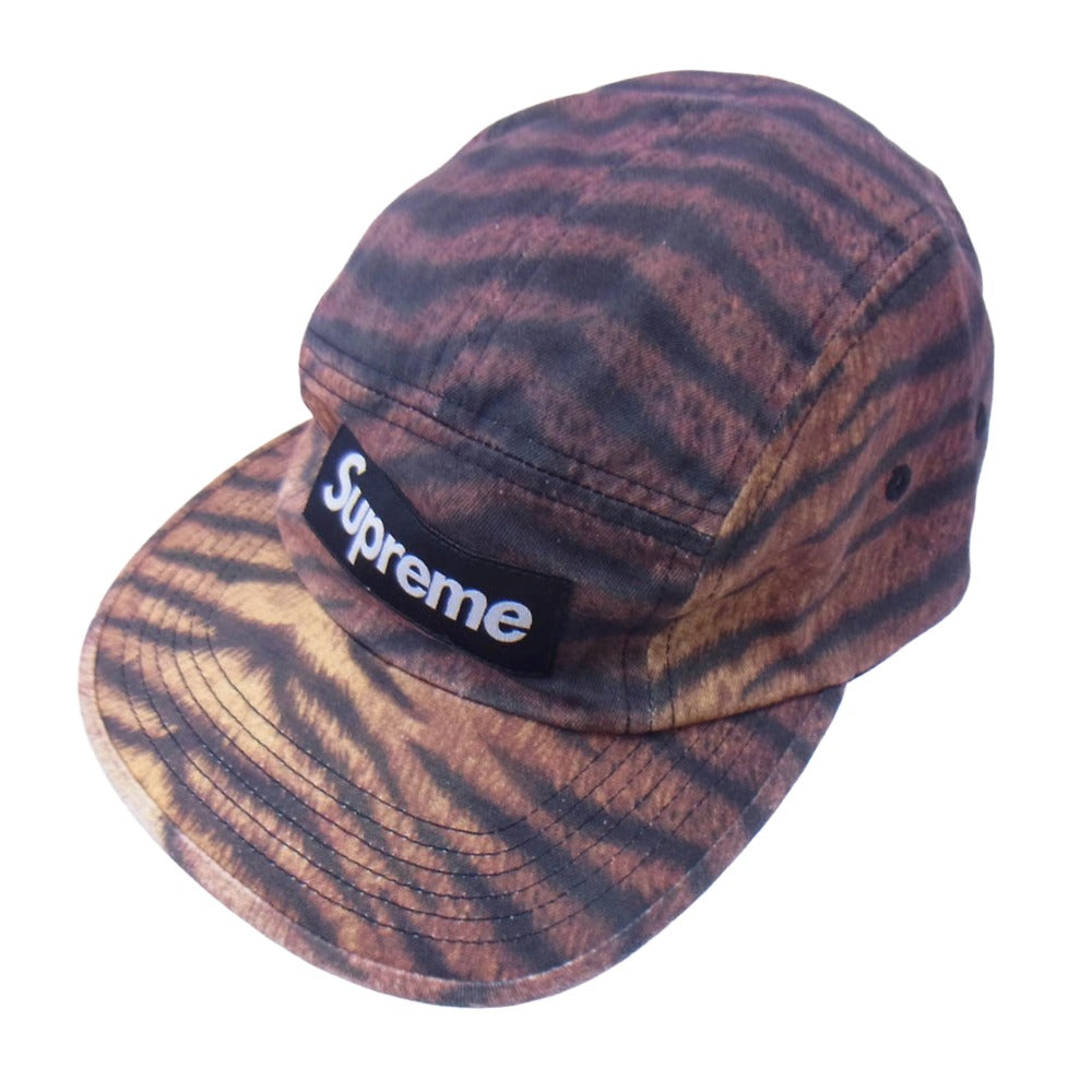 Supreme シュプリーム 25AW Washed Chino Twill Camp Cap Tiger ボックスロゴ ウォッシュドチノツイル キャンプキャップ ブラウン系 ブラック系【極上美品】【中古】