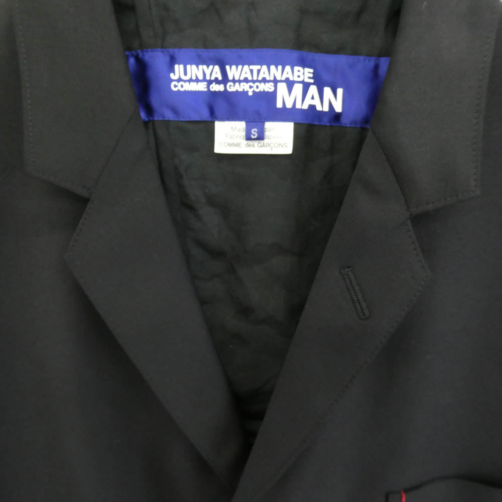 JUNYA WATANABE COMME des GARCONS MAN ジュンヤワタナベコムデギャルソンマン 19ss WC-J006 肘カモパッチ ウール テーラード ジャケット ブラック系 S【美品】【中古】