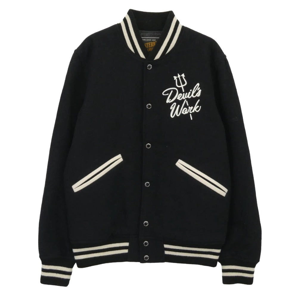 HYSTERIC GLAMOUR ヒステリックグラマー 18AW 02183AB11 HYSTERIC INC刺繍 スタジャン スタジアム ジャケット ブルゾン ブラック系 S【中古】