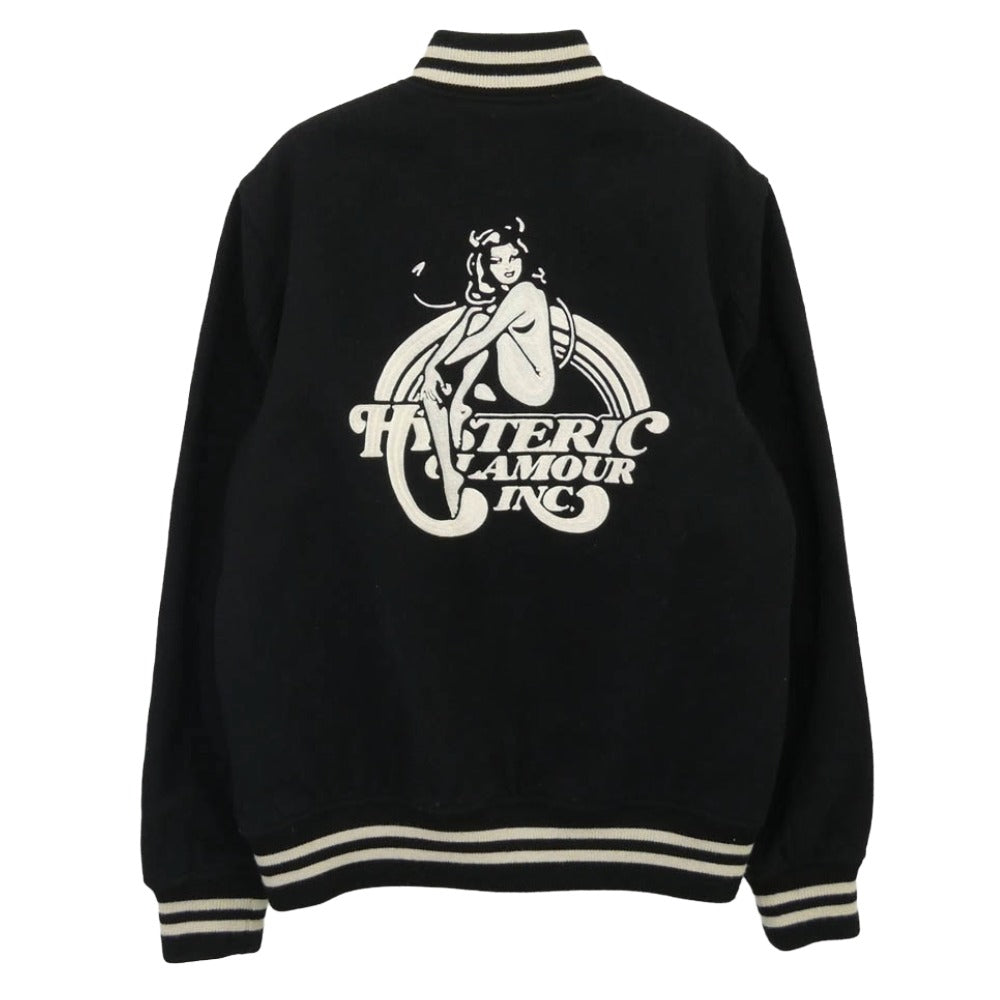 HYSTERIC GLAMOUR ヒステリックグラマー 18AW 02183AB11 HYSTERIC INC刺繍 スタジャン スタジアム ジャケット ブルゾン ブラック系 S【中古】