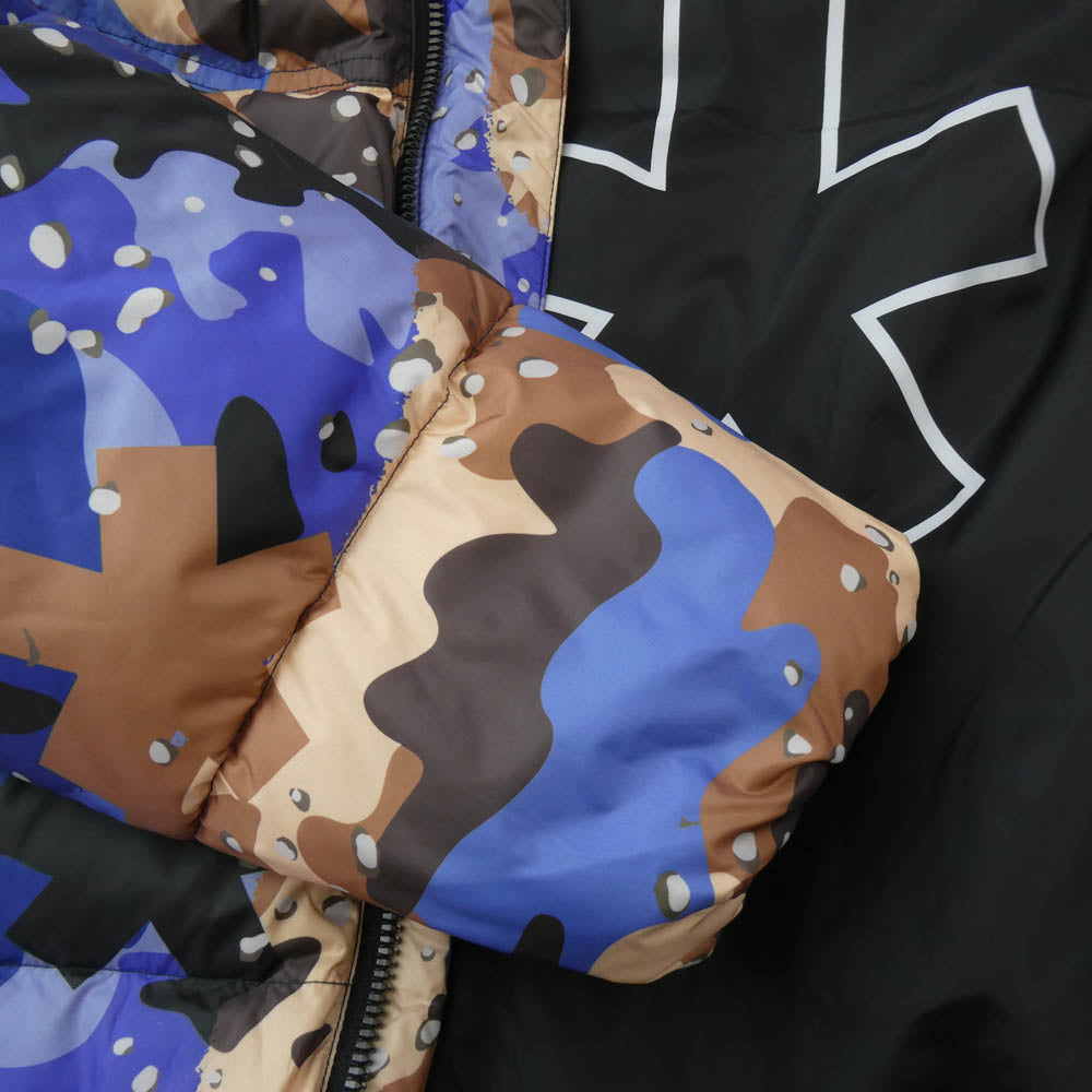 コムデファックダウン CAMO カモ エコ ダウン ジャケット ブルー系 マルチカラー系 XL【中古】