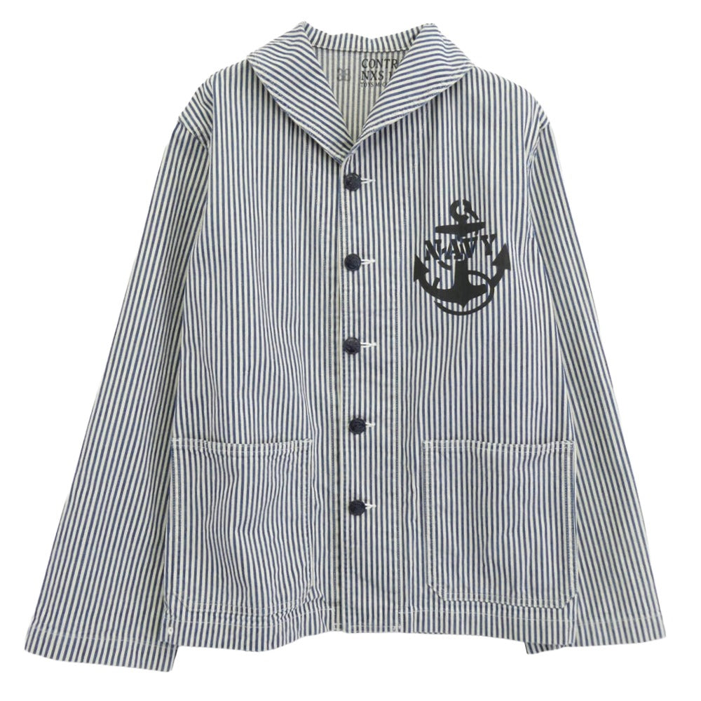 TOY'S McCOY トイズマッコイ TMJ2004 FELIX THE CAT U.S. navy ヒッコリーストライプ カバーオール ジャケット ブルー系 38【中古】