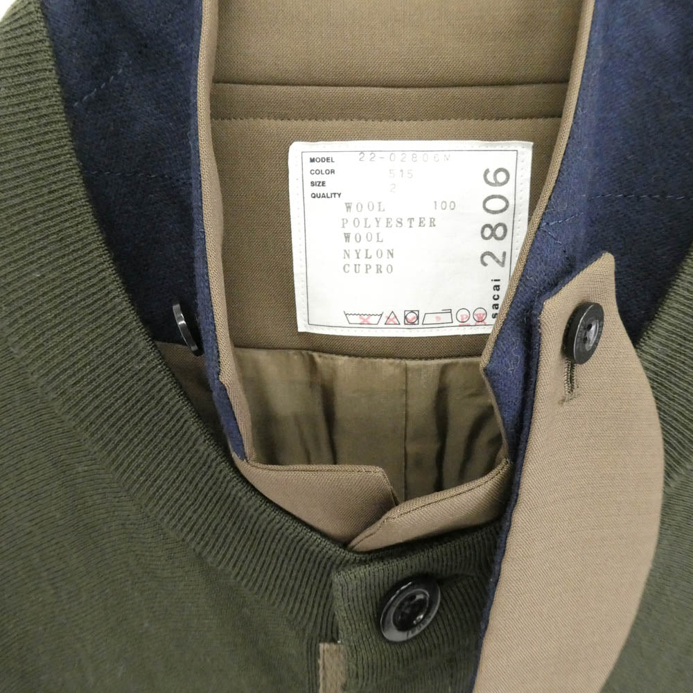 Sacai サカイ 22-02806Ｍ Knit Jacket 異素材切替 ドッキング ニット ジャケット モスグリーン系 2【中古】