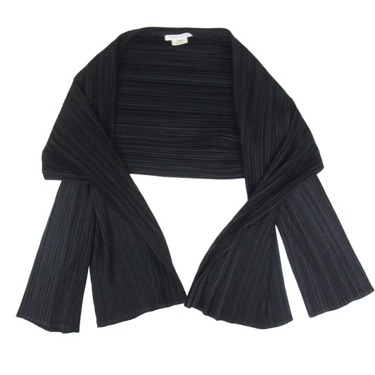 PLEATS PLEASE プリーツプリーズ イッセイミヤケ PP63-JO612 プリ+B26:AB29工 変形 ポンチョ カーディガン ケープ ブラック系 4【中古】
